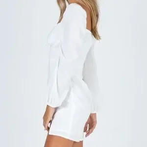 open lace back dress Zolena Halter Mini Dress | White | Womens